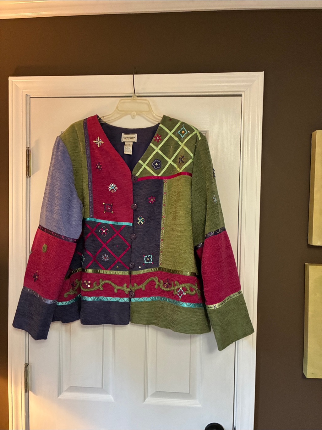 Napa Valley Embellished Purple Pink & Green Jacket - 2x